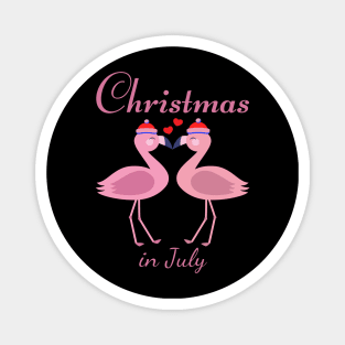 Christmas In July Pink Flamingo Magnet